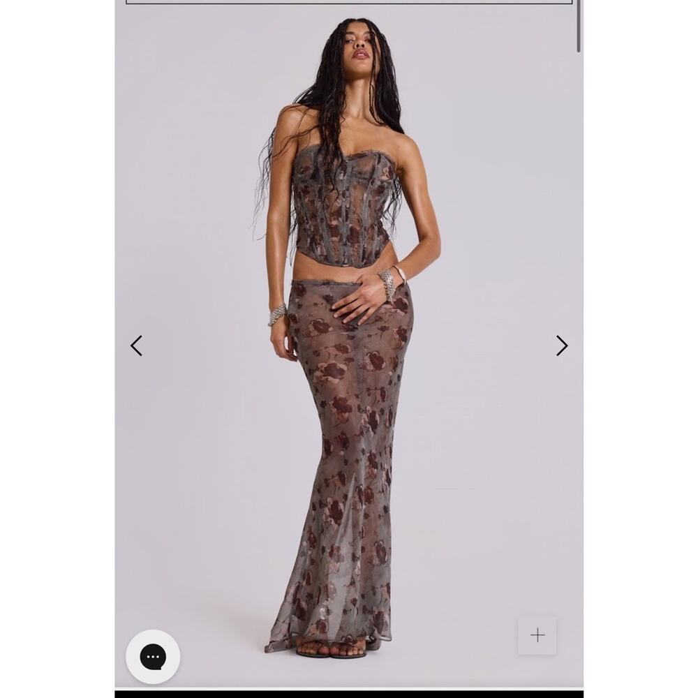 NWT Jaded London Cibele Chiffon Maxi Skirt And Corset Top Set Size 4